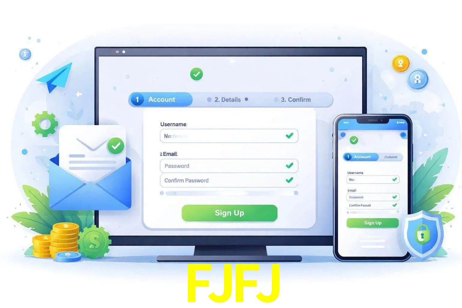 Registro de nuevo usuario y configuración de cuenta FJFJ